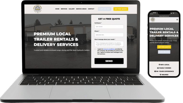 laptop and phone showing a webs ite